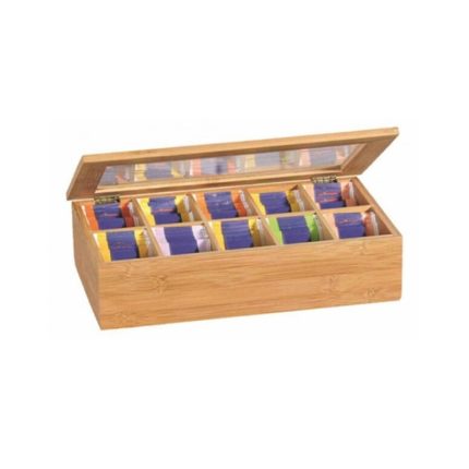 TEABAG BOX BAMBOO 10 DIV 36X20X9CM