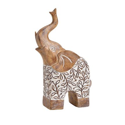 ELEPHANT, POLYRESIN, BEIGE