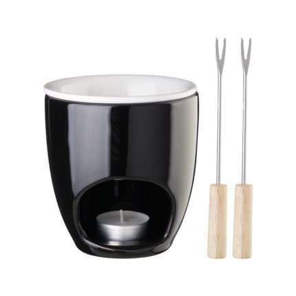 CHOCOLATE FONDUE SET BLACK/WHITE 6PCS