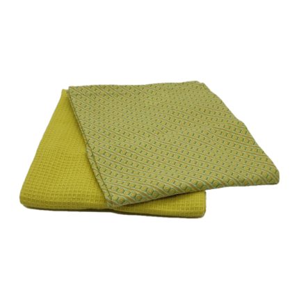 TEA TOWELS SET 2 CIRCLES YELLOW