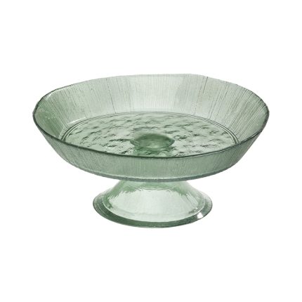 CAKE STAND GREEN GLASS 20 CM