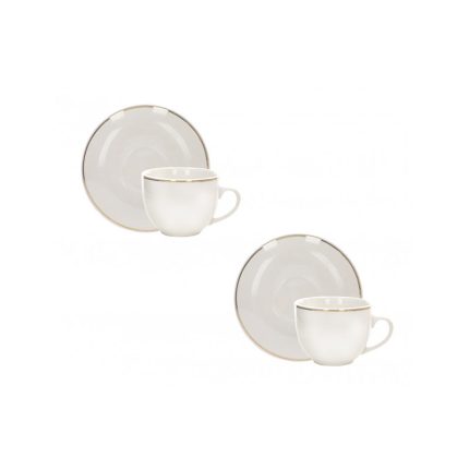 TEA CUP GOLD POINT SET 2 PCS PORC.