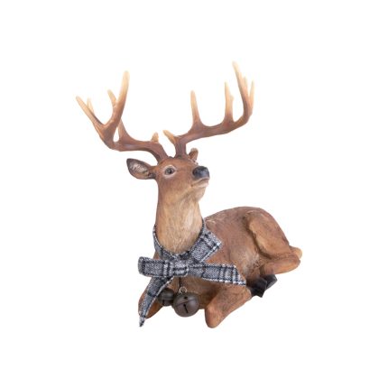 SITTING REINDEER W/BOW AND BELLS