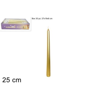 CANDLE GOLD TAPERED 25CM