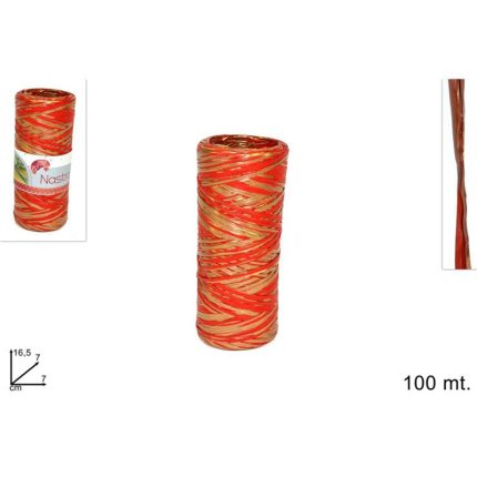 RAFFIA TWINE RED/GOLD 100MT
