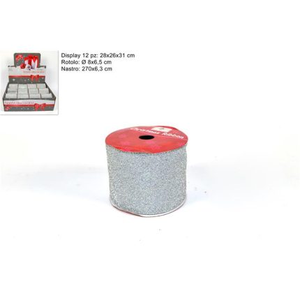 RIBBON SILVER GLITTER 6.3X270CM
