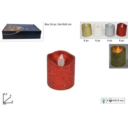 CANDLE GLITTER/4 COL BATT. 4.5CM