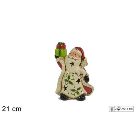 SANTA GIFTS/LIGHT UP CERAMIC 21CM