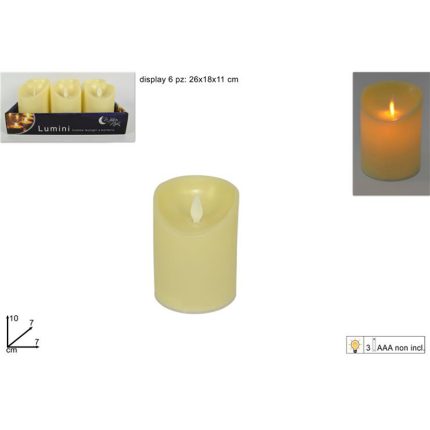 CANDLE WHITE/FLAME 10CM BATT