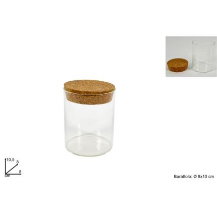 GLASS JAR W/CORK LID 8X10CM