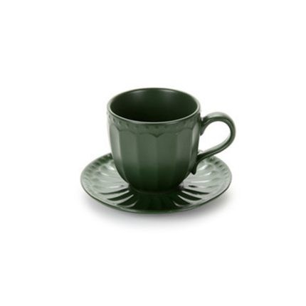 DARK GREEN CUP W/SAUCER H 8,7X15 CM 310M