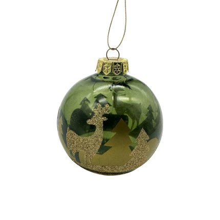 GREEN TRANSPARENT BAUBLE 10CM