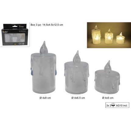 LED CANDLES SET OF 3 WARM WHITE