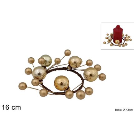 CANDLE WREATH GOLD 16CM