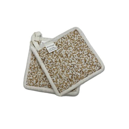 OVEN GLOVES SET 2 MICRO W/PIPING AVORIO