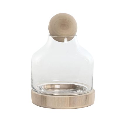 VASE GLASS WOOD 18X18X24 NATURAL TRANSPT