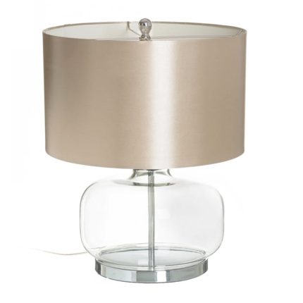 TABLE LAMP GREY GLASS-FABRIC LIGHTING