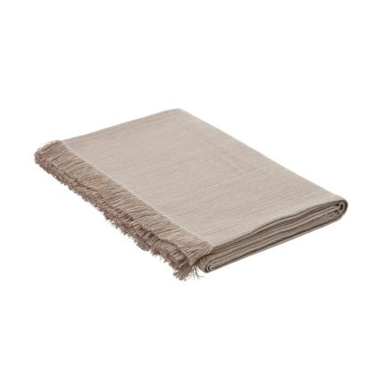 TABLECLOTH FRINGES BEIGE-MARR?N 150X150