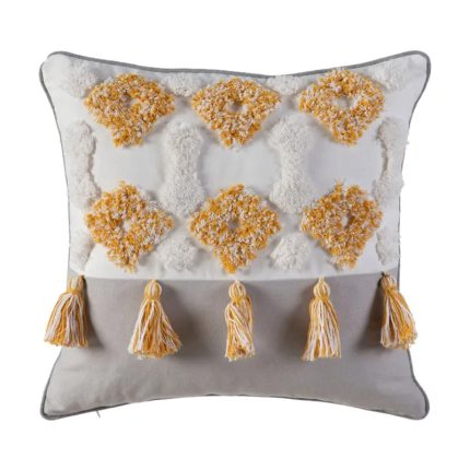 CUSHION BEIGE-MUSTARD FABRIC 45 X 45 CM