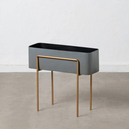 PLANT POT STAND GREY-GOLD METAL 55X24X51