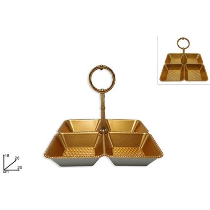 TRAY WITH HANDLE PLASTIC/GOLD