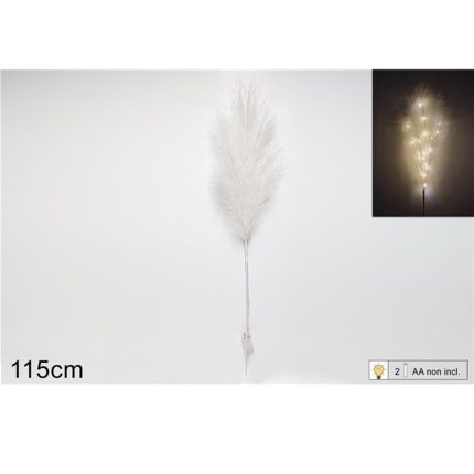 FEATHER STEM  W/LIGHTS WHITE 115CM