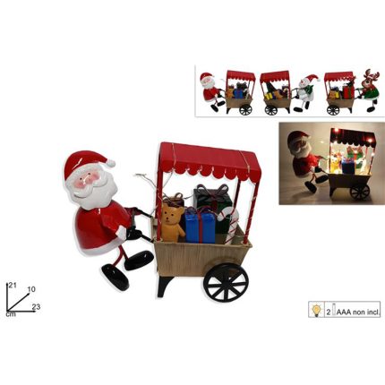 CART/TIN WITH LIGHTS 3ASS