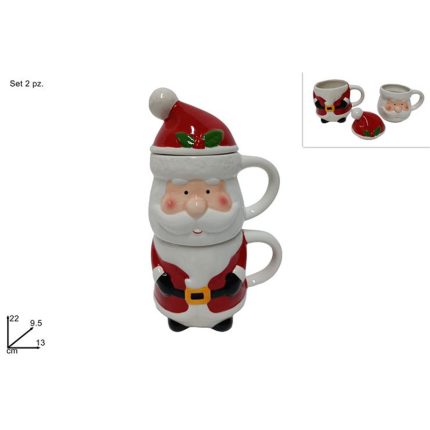 CHRISTMAS MUGS W/LID 2 PCS