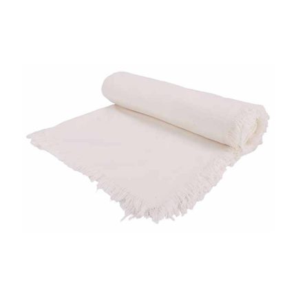 PLAID WHITE W/FRINGES 250X140CM