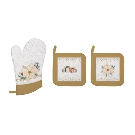 GLOVE AND POT HOLDER WHITE ELEGANCE