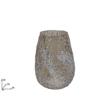 GLASS VASE WITH TREE-TRUNK EFFECT 25CM