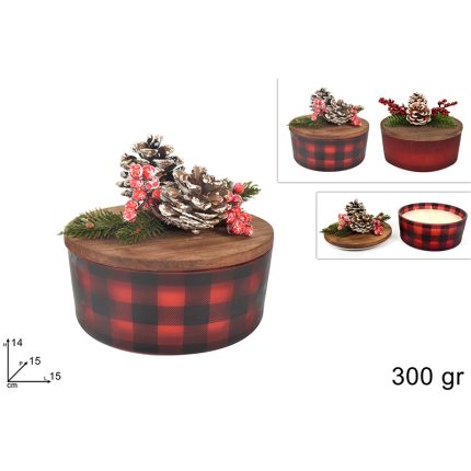 CANDLE JAR ROUND W/CONES 2 ASS