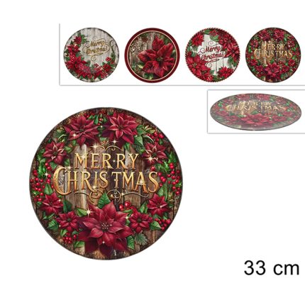 CHRISTMAS DECORATIVE PLATE 33CM 4 ASS