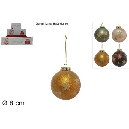 BAUBLE WITH STARS 8CM