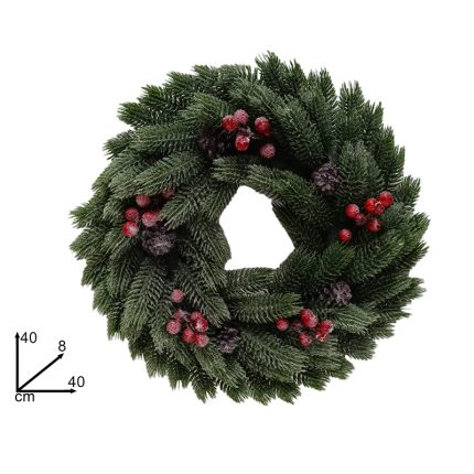CHRISTMAS WREATH W/SNOW 40CM