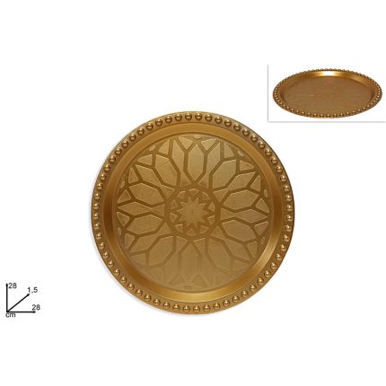 CHRISTMAS PLATE GOLD 28CM PLASTIC