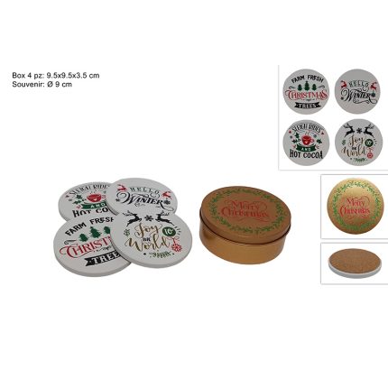 CHRISTMAS METAL CONTAINER 4 PCS