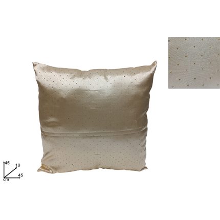 CUSHION BEIGE VELVET W/GOLD DIMONDS