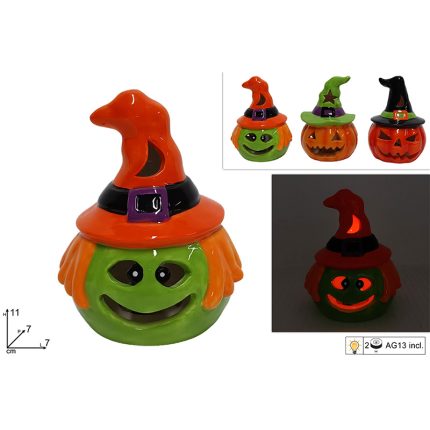 PUMPKIN WITCH W/LIGHTS 11CM