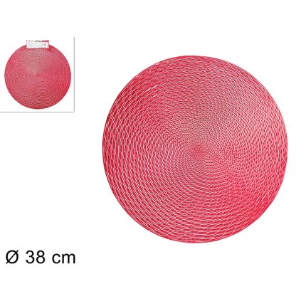 TABLEMAT ROUND RED 38CM