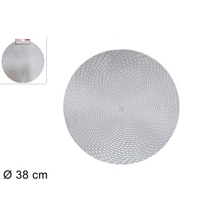 TABLEMAT ROUND 38CM SILVER