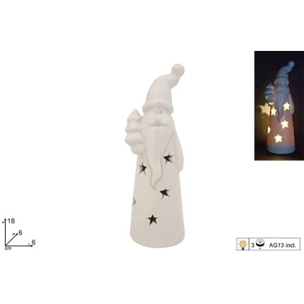 FATHER CHRISTMAS CERAMIC WITH LIGHTS