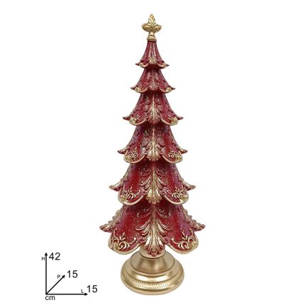 CHRISTMAS TREE 42 CM RED/GOLD