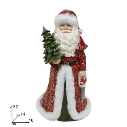 SANTA CLAUS 32 CM RED W/TREE