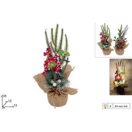 CHRISTMAS PLANT W/LIGHT 35CM