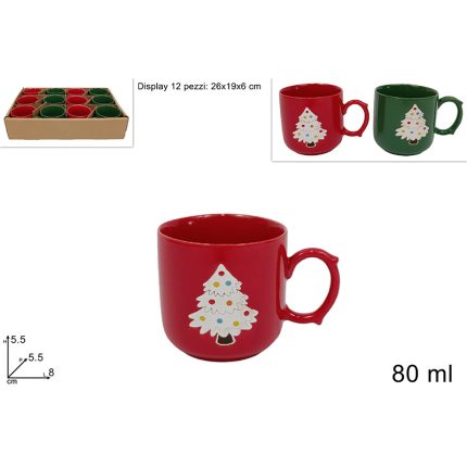 CHRISTMAS ESPRESSO CUP 80ML 2ASS