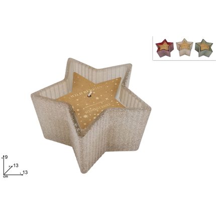 CANDLE GLASS STAR JAR 3 ASS