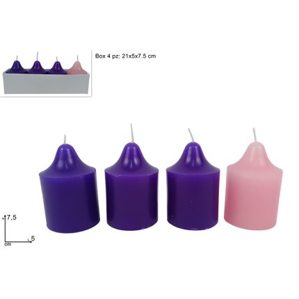 CANDLE 4PZ 5CM ASS