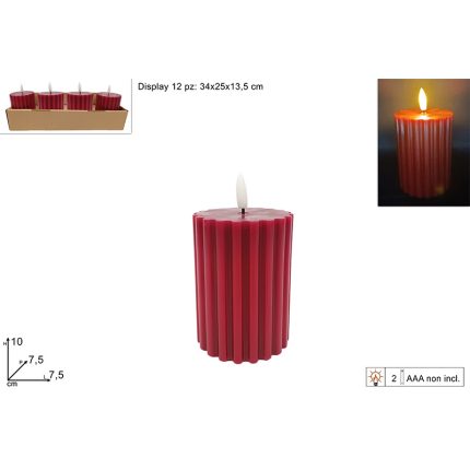 CANDLE RED 7.5X10CM LED