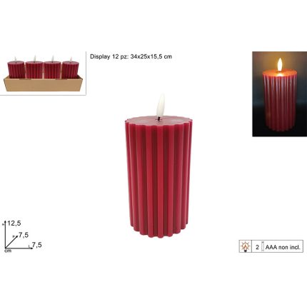 CANDLE RED 7.5X12.5CM LED